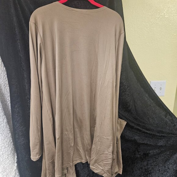 DoubleJu 2X Mocha Long Sleeve Cardigan - Picture 3 of 3